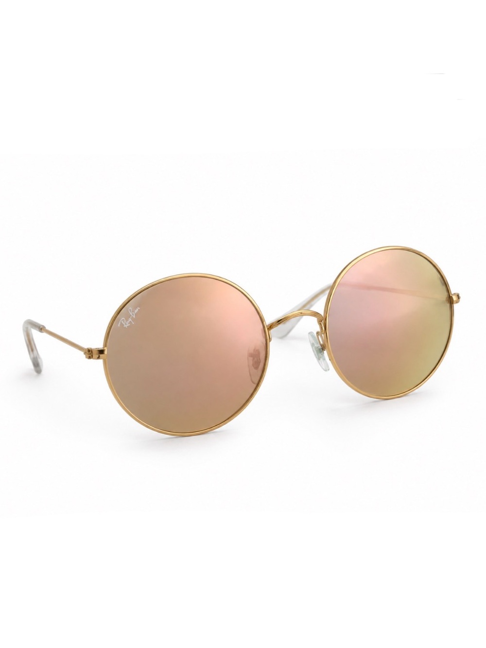 Ray-Ban Gold Frame Retro Sunglasses with Pink Mirrored Lenses